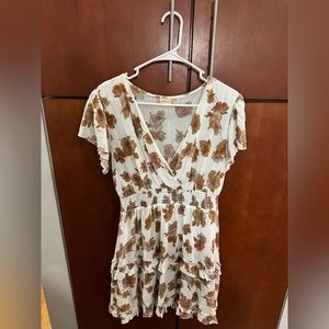 Gorgeous cream dress with brown flowers